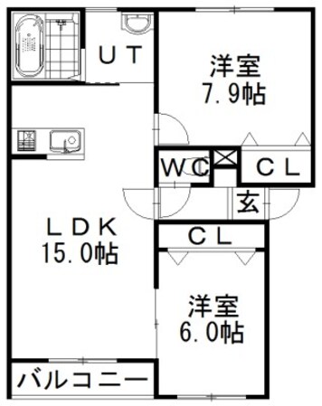 シャイニングコート　クリビアIIの物件間取画像